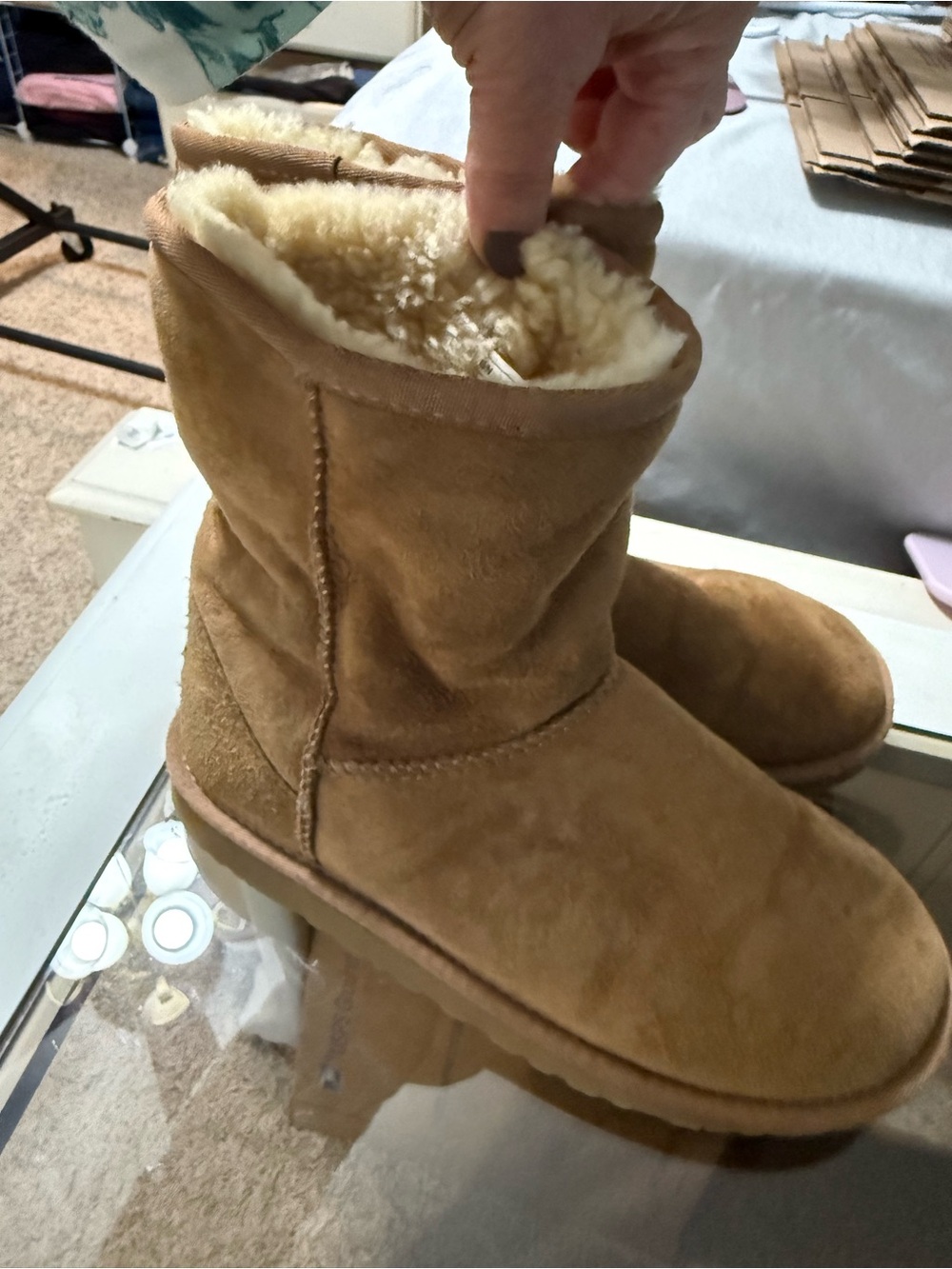 UGG Australia Classic Short Chestnut Suede Shearling Boots